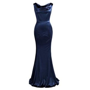 vintage style navy blue long formal dress 2xl